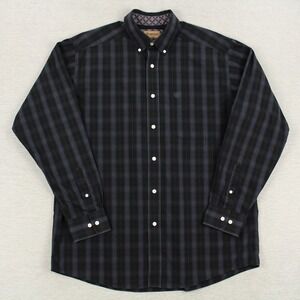Ariat Clayborne Shirt Mens L Black Blue LS Button Down Classic Fit Wrinkle-Free